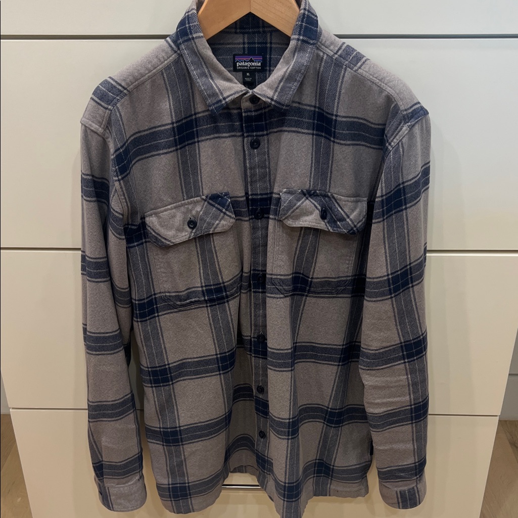 Patagonia Navy And Gray Plaid Shirt